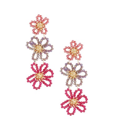 Gekleurde bloemen oorhangers met glas kralen