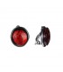 Rode ovale oorclips in gun black metalen zetting van Belle Miss
