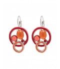 Rood met oranje oorbellen met glas steentjes