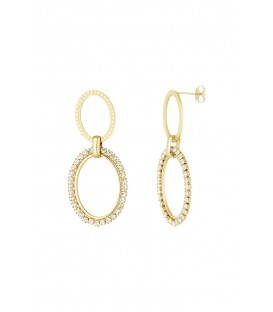 Goudkleurige oorhangers met heldere strass steentjes