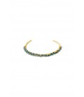 Goudkleurige armband met blauw kristallen kralen