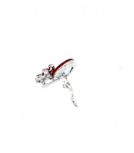 Rode oorclips met glas steentjes