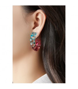 Oorclips van helder acrylaat in de kleuren groen en blauw van Belle Miss Paris