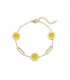 Goudkleurige halsketting, armband en oorbellen set met gele ringen