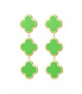 Groene klaver oorhangers met een goudkleurige rand