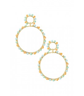 Blauw gekleurde oorhangers met glas steentjes rondom