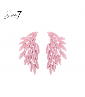 Roze oorhangers met glas steentjes