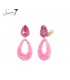 Roze oorclips met een ovaal glas steentje