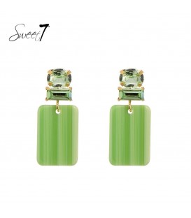 Groene oorhangers met glas steentjes