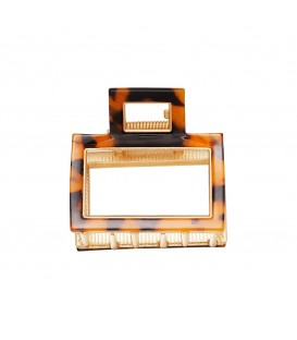 Goudkleurige open haarclip met bruine marmerprint