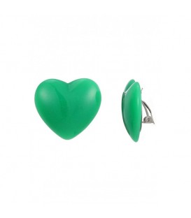 Oorclips groen in de vorm van een hart
