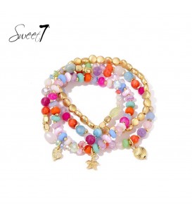 Gekleurde armband met meerdere strengen en bedels