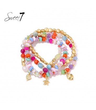 Gekleurde armband met meerdere strengen en bedels