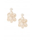Gebroken witte bloemen oorhangers van raffia