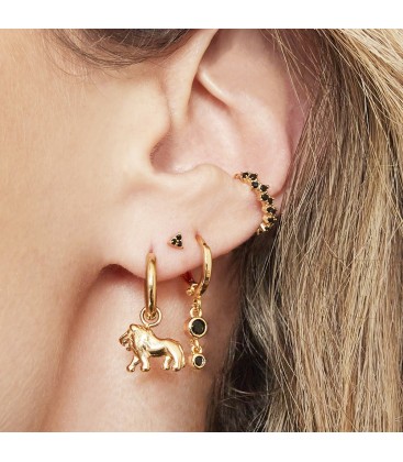 Zilverkleurige earcuff met een rij witte zirkoonsteentjes