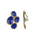 Blauwe oorclips met een goudkleurige rand rondom
