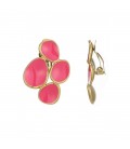 Oorclips roze met goudkleurige omlijsting
