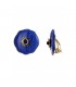 Blauwe oorclips met een goudkleurig detail en steentje in het midden