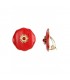 Oorclips rood met een goudkleurig detail en steentje in het midden
