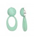 Licht groene oorclips met een ovale hanger