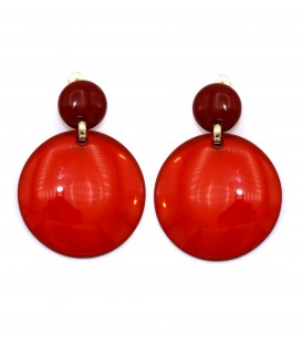 Oorclips rood met een transparante hanger