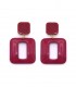 Fuchsia roze oorclips met een vierkant design