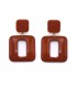 Roest bruine oorclips met een vierkant design
