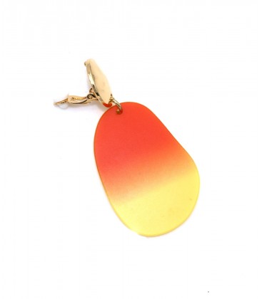 Oranje met gele oorclips en een goudkleurig oor stukje
