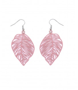 Roze oorhangers in blad vorm