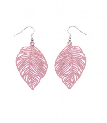 Roze oorhangers in blad vorm