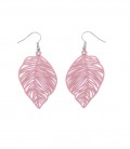 Roze oorhangers in blad vorm