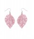 Roze oorhangers in blad vorm