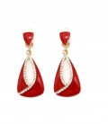 Oorclips rood met een helder strass stenen rand in het midden