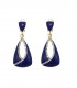 Oorclips blauw met een strass rand in het midden van de hanger