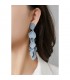 Turquoise oorclips met speelse hangertjes