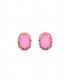 Roze oorclips met glas steen en een rand rondom van glas