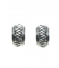 Zilverkleurige halfronde oorclips met zigzag motief