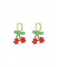 Leuke fruit oorhangers met kersen en groene blaadjes