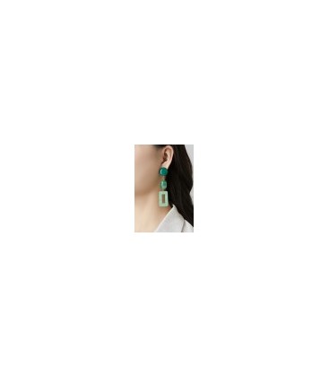 Oorclips beige oor stukje en roze marmerlook hanger