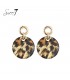 Bruine oorhangers met ronde hanger in dieren print