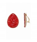 Oorclips rood met glas steentjes en een goudkleurige rand