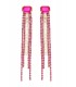 Oorclips roze met strengen van glas steentjes
