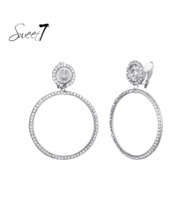 Zilverkleurige oorclips met heldere stras steentjes