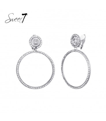 Zilverkleurige oorclips met heldere stras steentjes