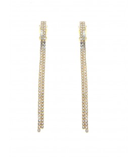 Goudkleurige oorclips met heldere stras steentjes