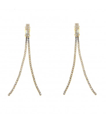 Goudkleurige oorclips met heldere stras steentjes