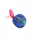 Oorclips blauw en roze met vlakken design