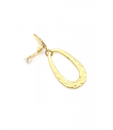 Goudkleurige oorclips met een donker strass oor stukje