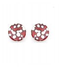 Oorclips rood met zilverkleurige stippen