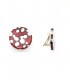 Oorclips rood met zilverkleurige stippen